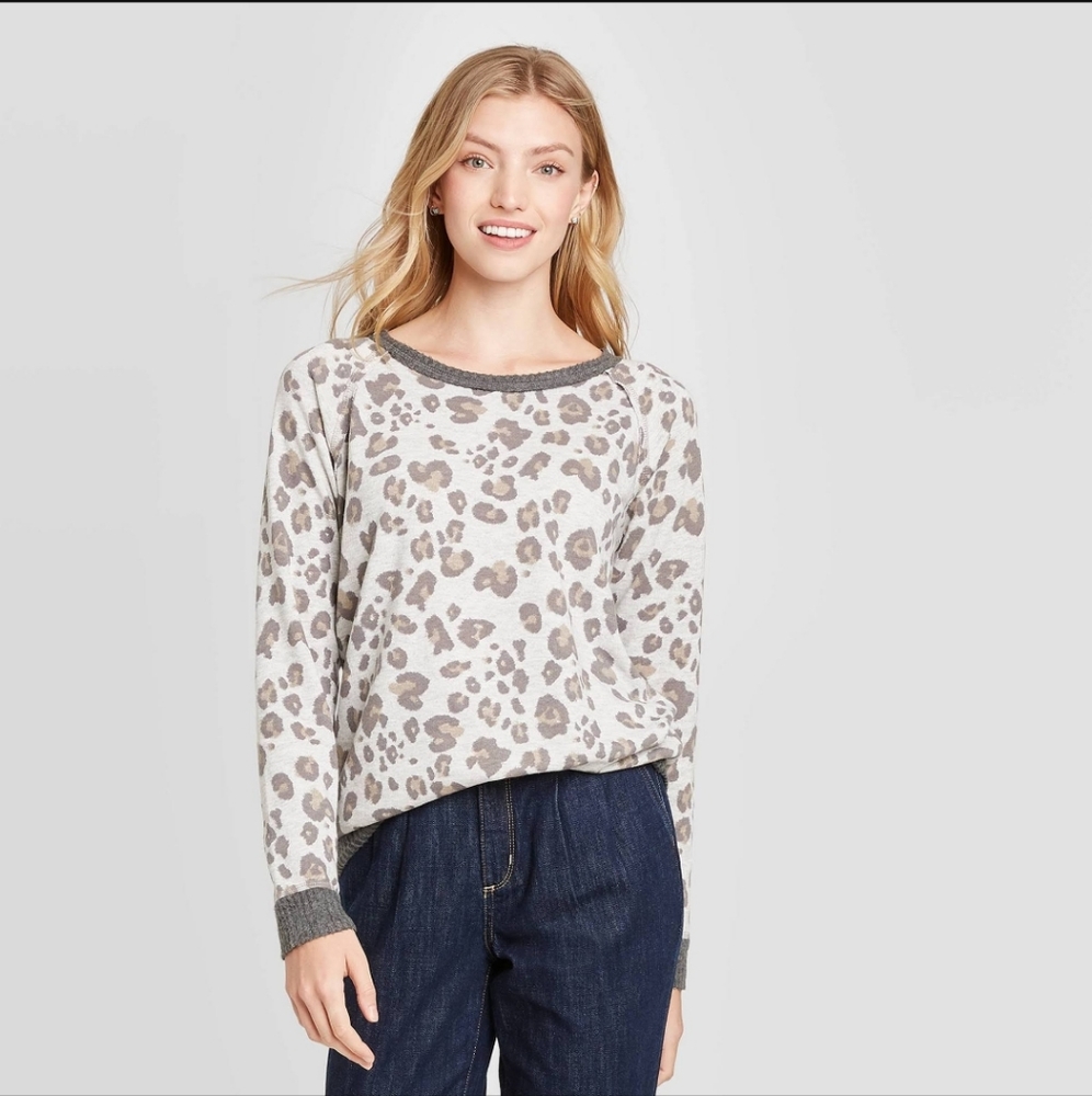 Knox Rose Leopard Print Sweater Womens Medium
